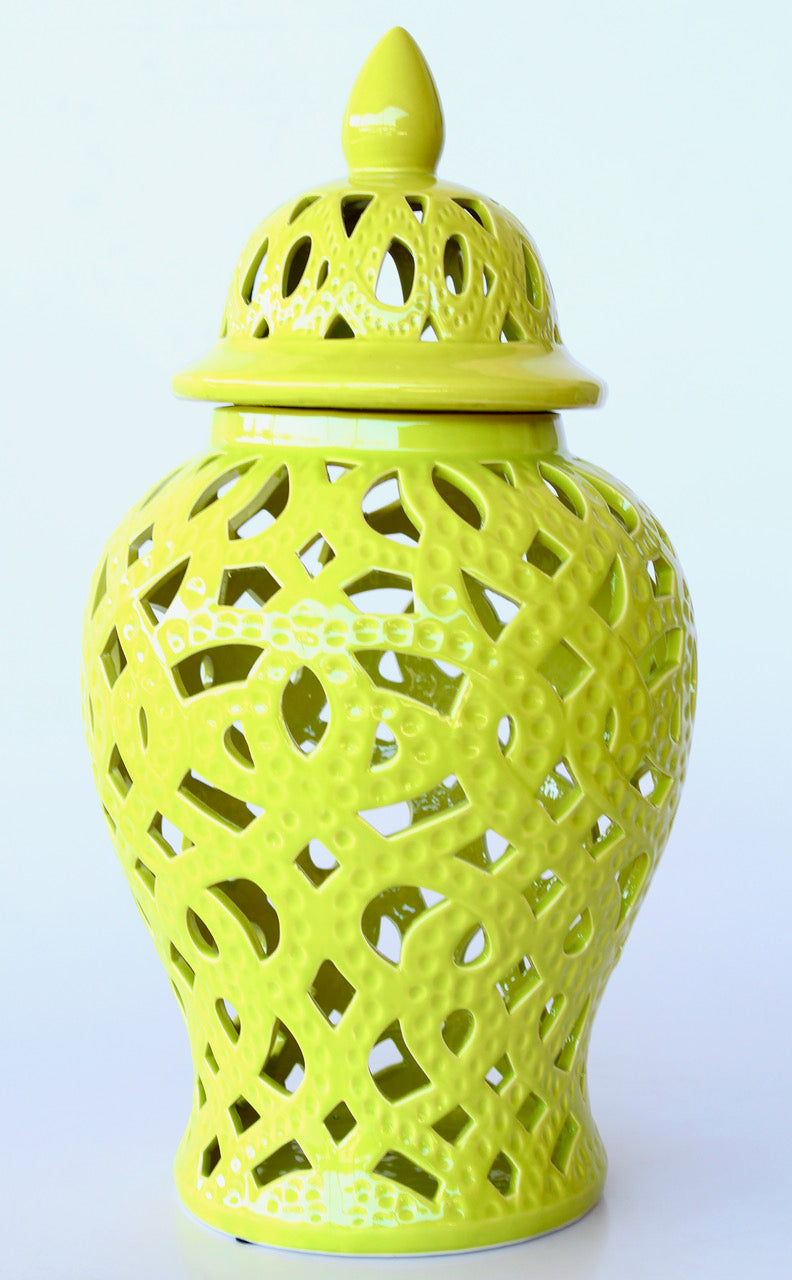 Extra Large Lime Green Cut Out Ginger Jar