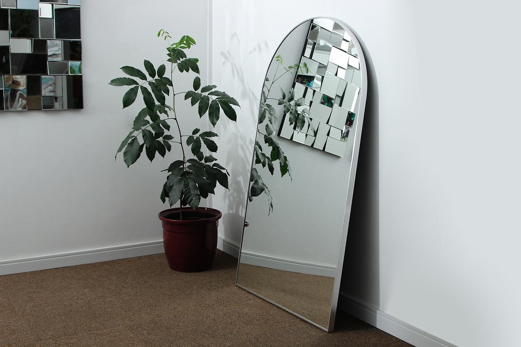 Arched Floor Mirror – Silver Frame Full-Length Mirror 1800x1000mm