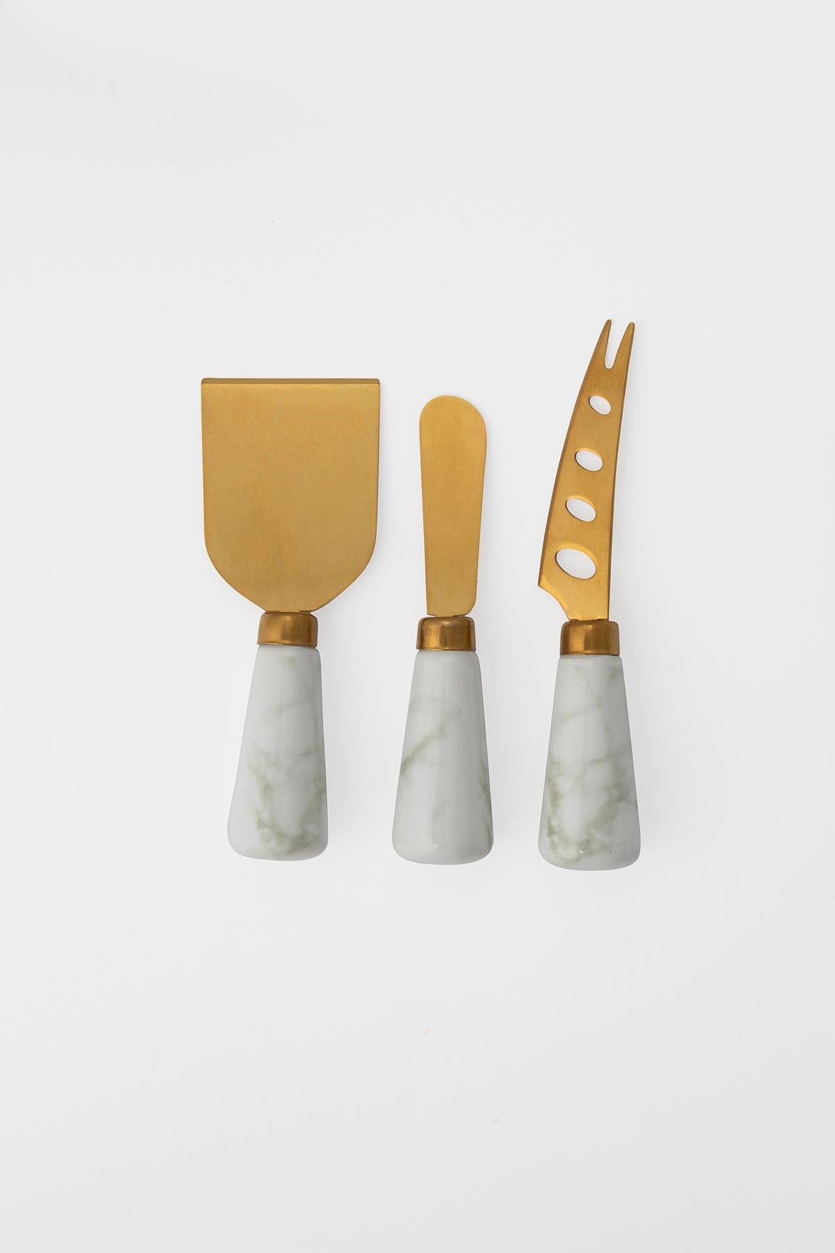 Cheese Knife Set 3pc - Marble & Gold