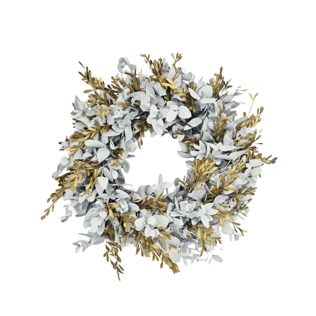 Myrtle & Pennygum Wreath – White & Gold