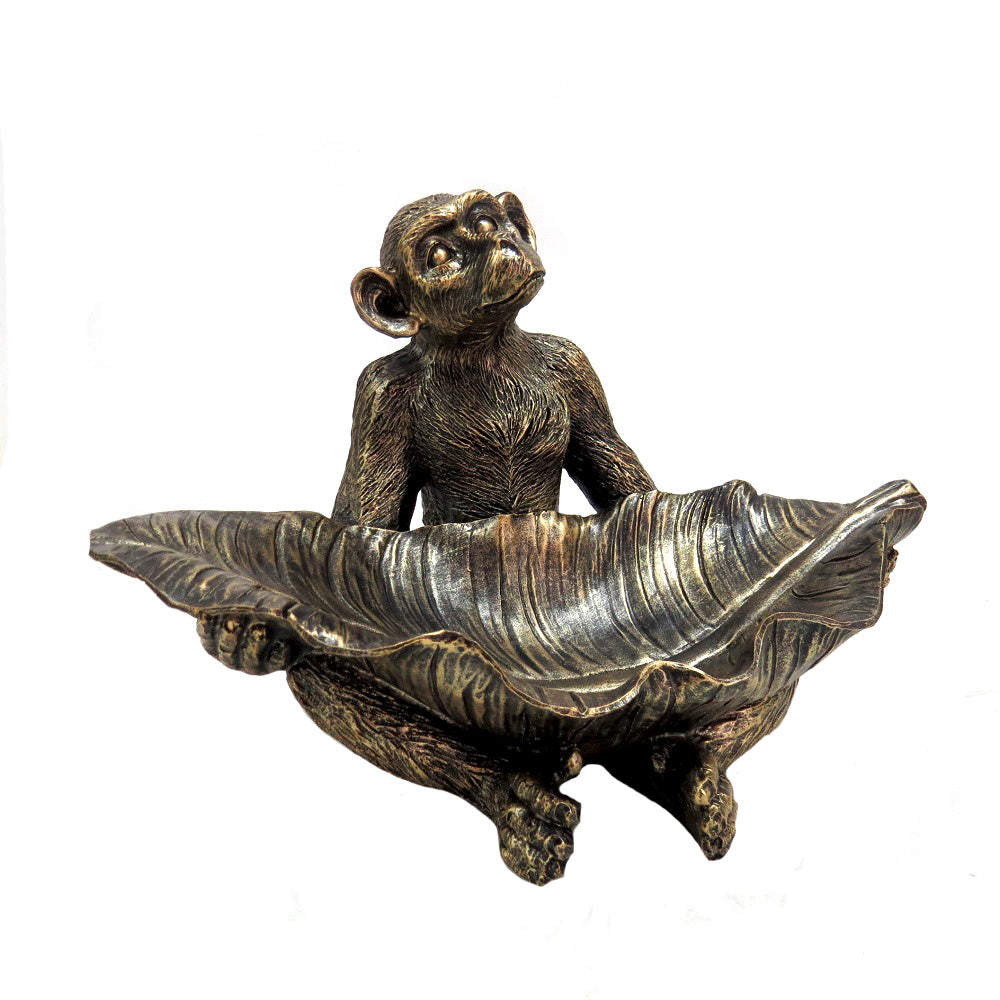 Medium Gold Monkey Sitting Sculpture