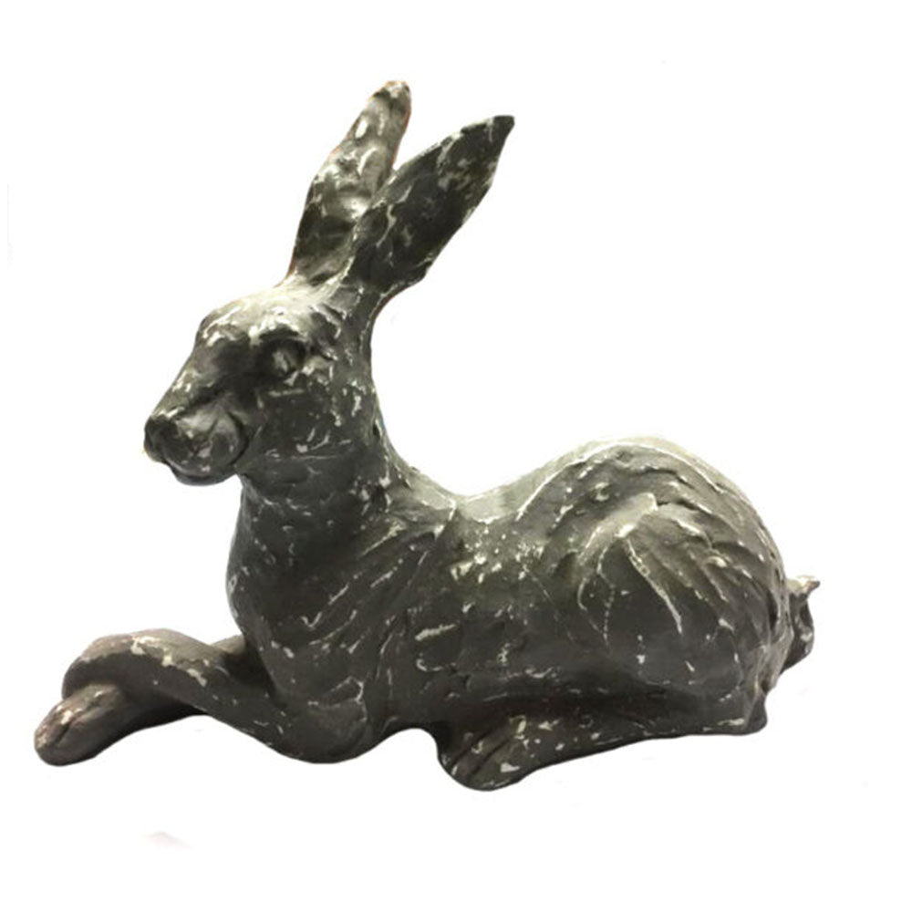 Aged Metal Colour Sitting Hare Sculpture