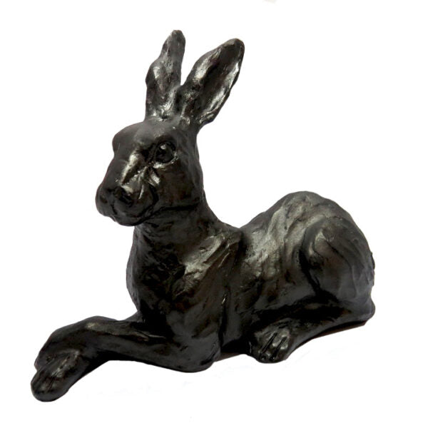 Dark Metal Colour Sitting Hare Sculpture