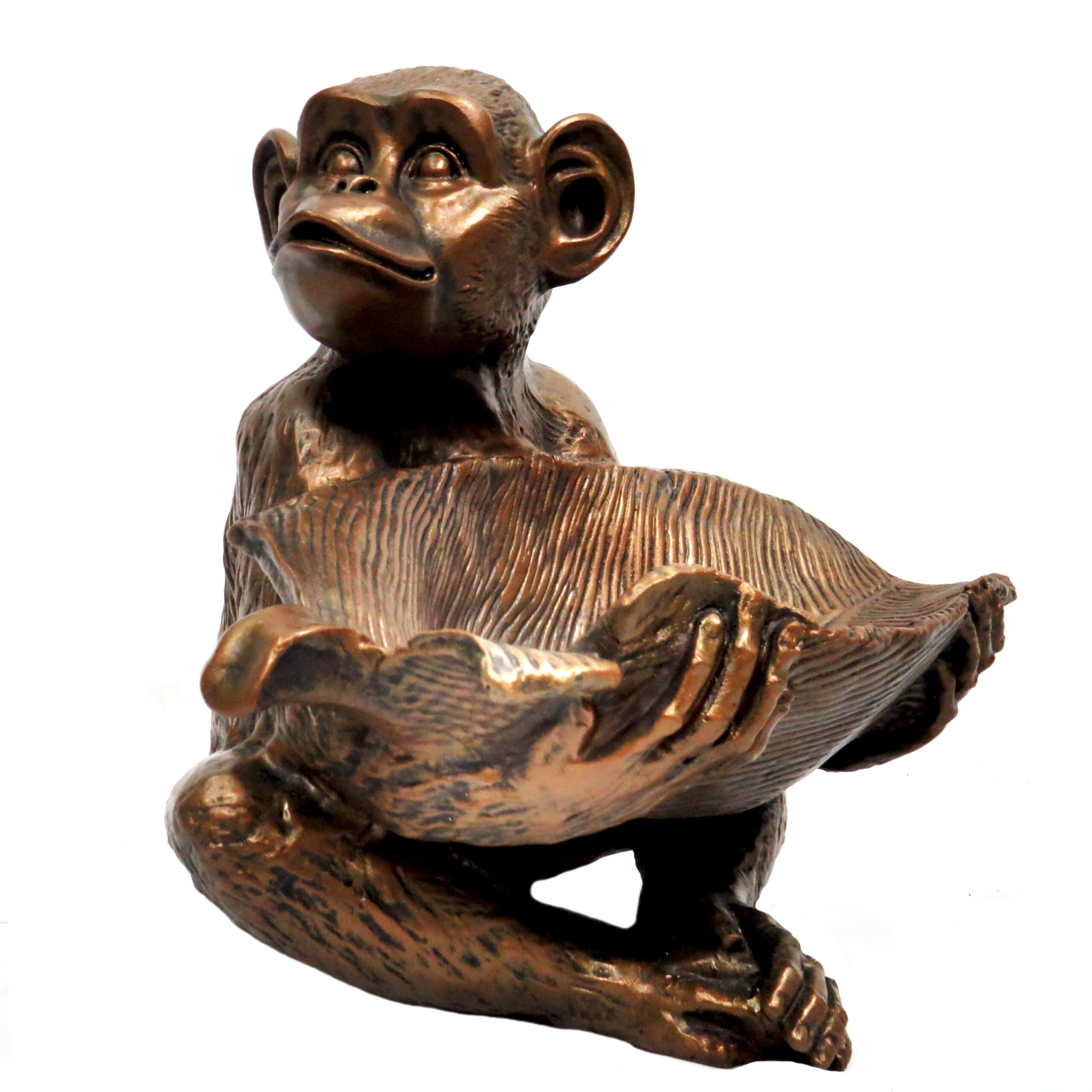 Bronze Colour Monkey Sitting Sculpture