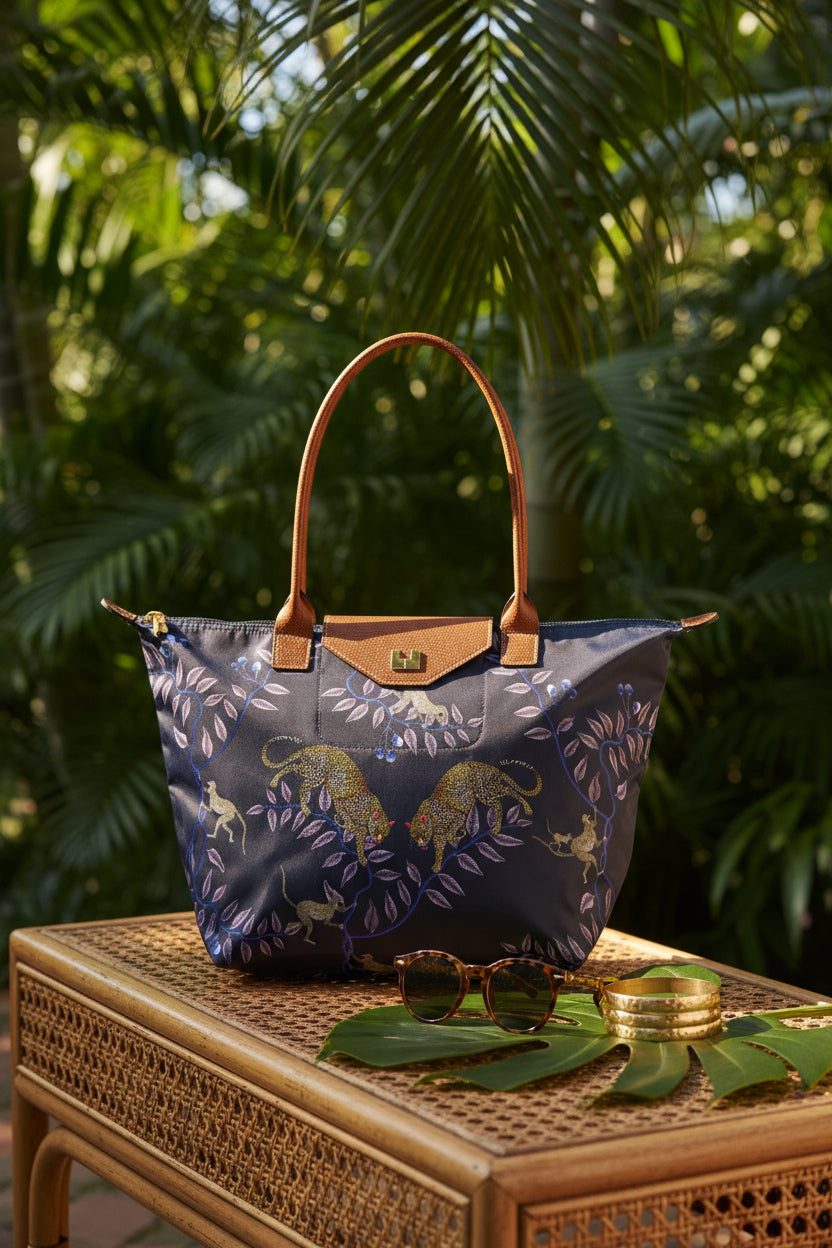 Foldable Safari Tote -Navy