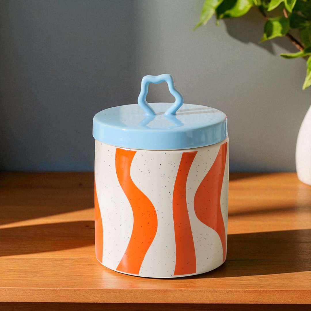 ZigZag Cannister - Light Blue & Orange