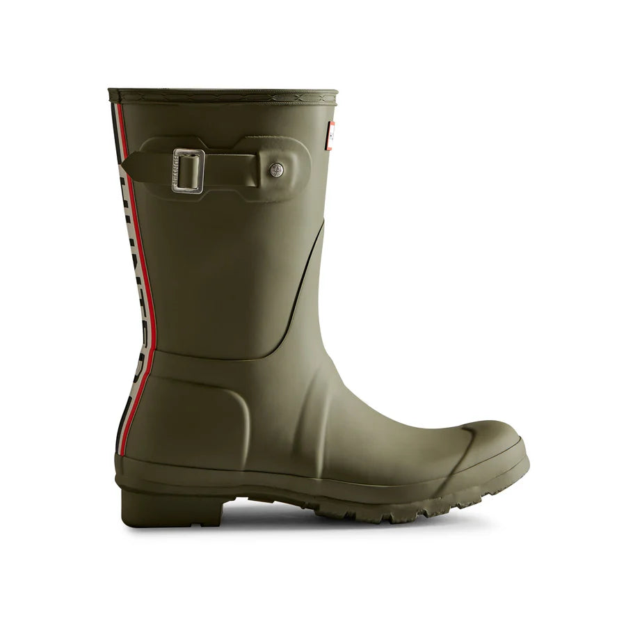 Women's Tri-Colour Logo Backstrap Short Wellington Boots - Lichen Green