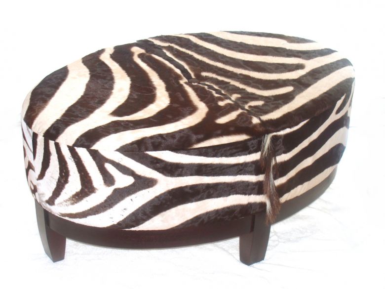 Oval Zebra Flint Ottoman