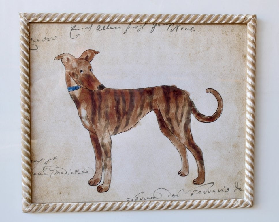 BROWN STRIPE GREYHOUND PICTURE SCROLL FRAME