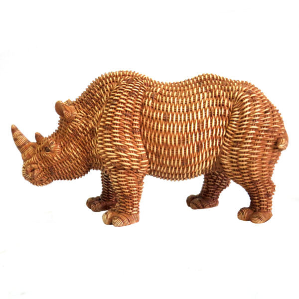 Rattan Rhino Sculpture