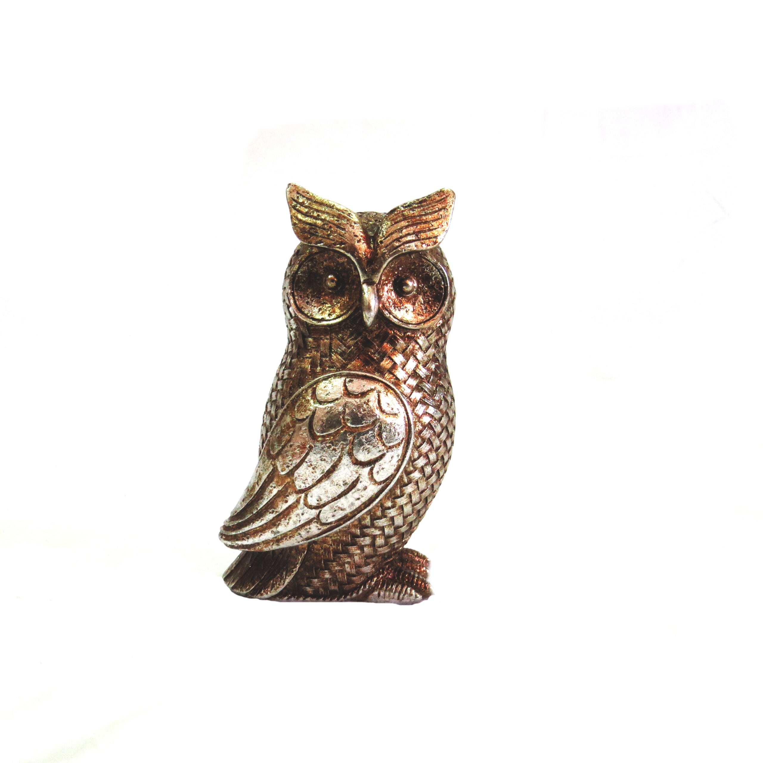 Small Antique Silver Owl Sculpture
