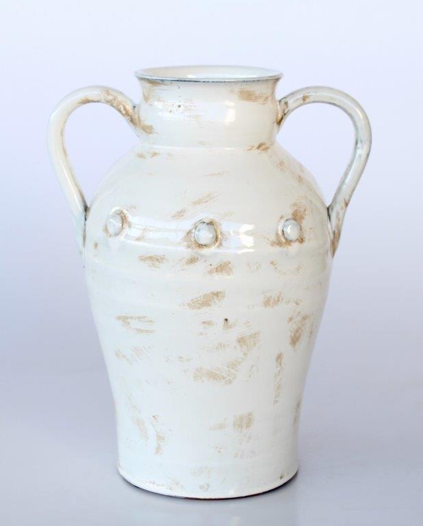 Cream Ceramic Vase with Handles