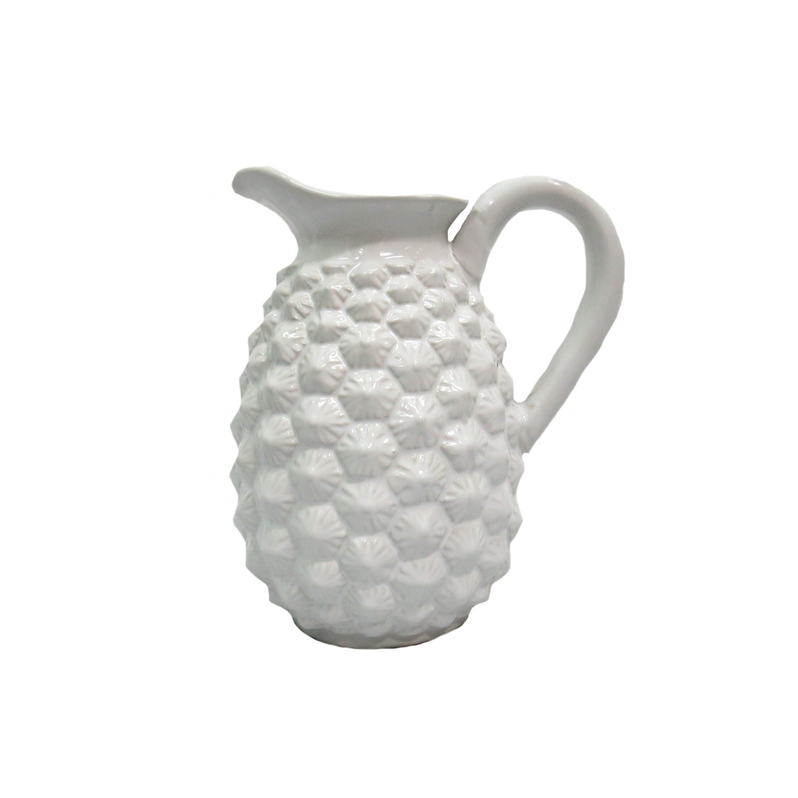 White Pineapple-Inspired Ceramic Jug – A Timeless & Elegant Accent