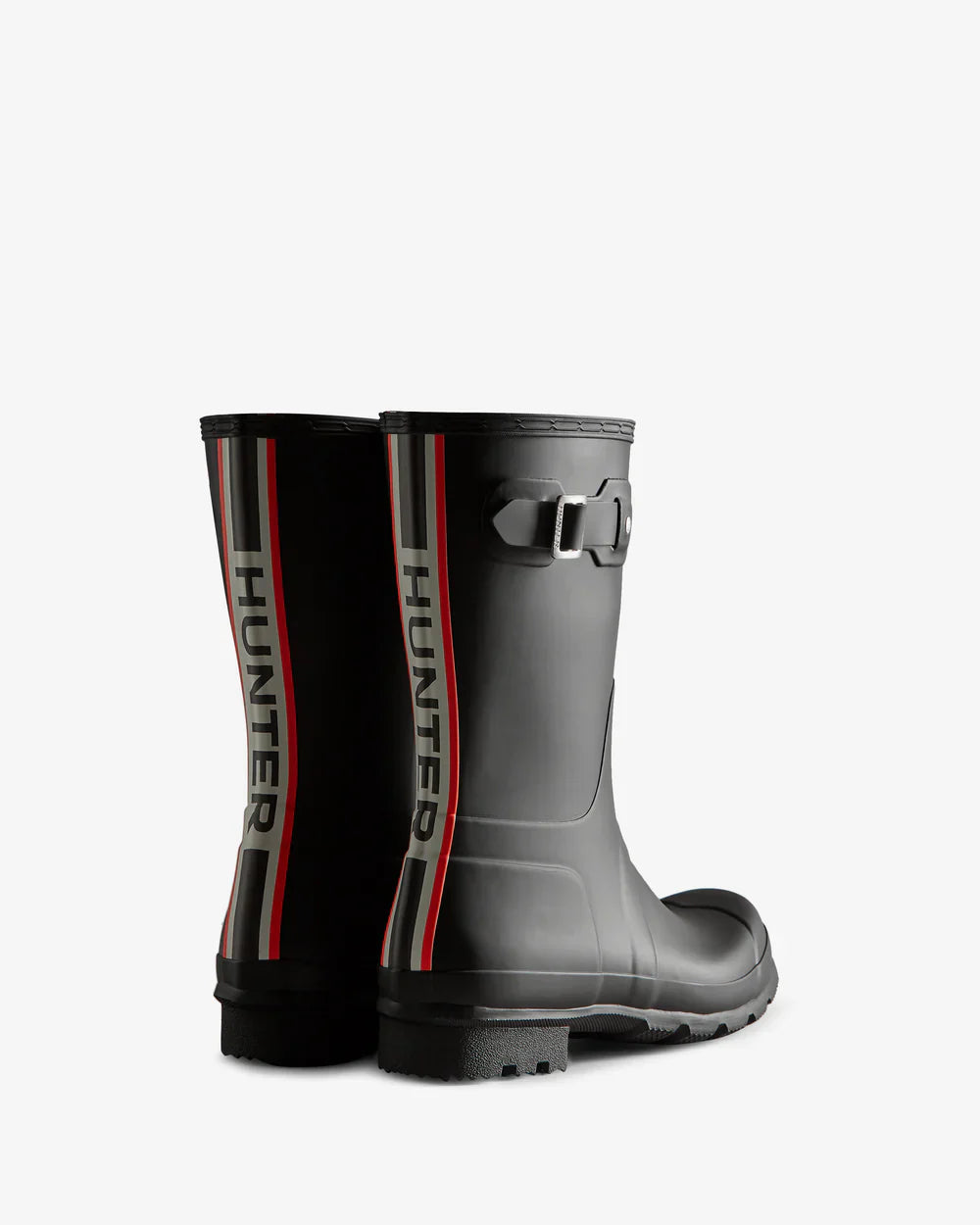 Hunter Men's Tri-Colour Logo Backstrap Short Wellington Boots - Black