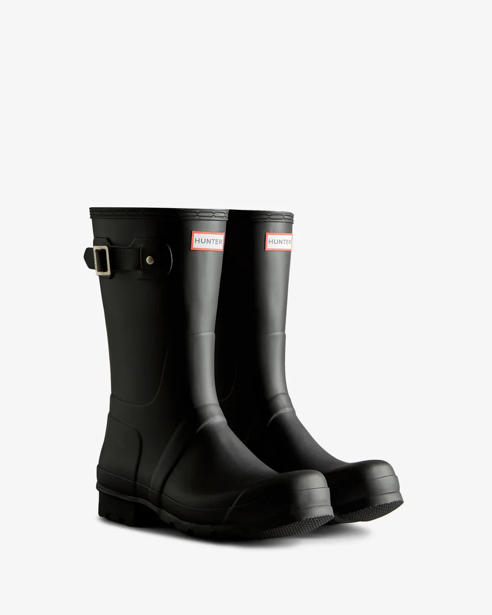 Hunter Men's Tri-Colour Logo Backstrap Short Wellington Boots - Black