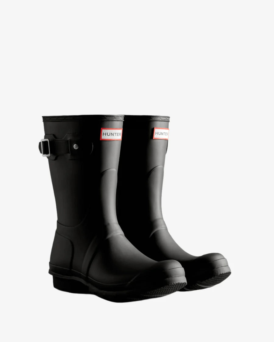 Women's Tri-Colour Logo Backstrap Short Wellington Boots - Black