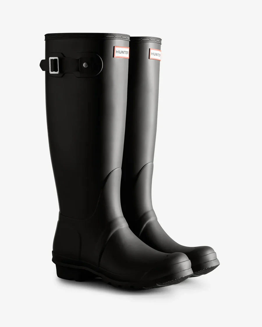 Women's Tri-Colour Logo Backstrap Tall Wellington Boots - Black