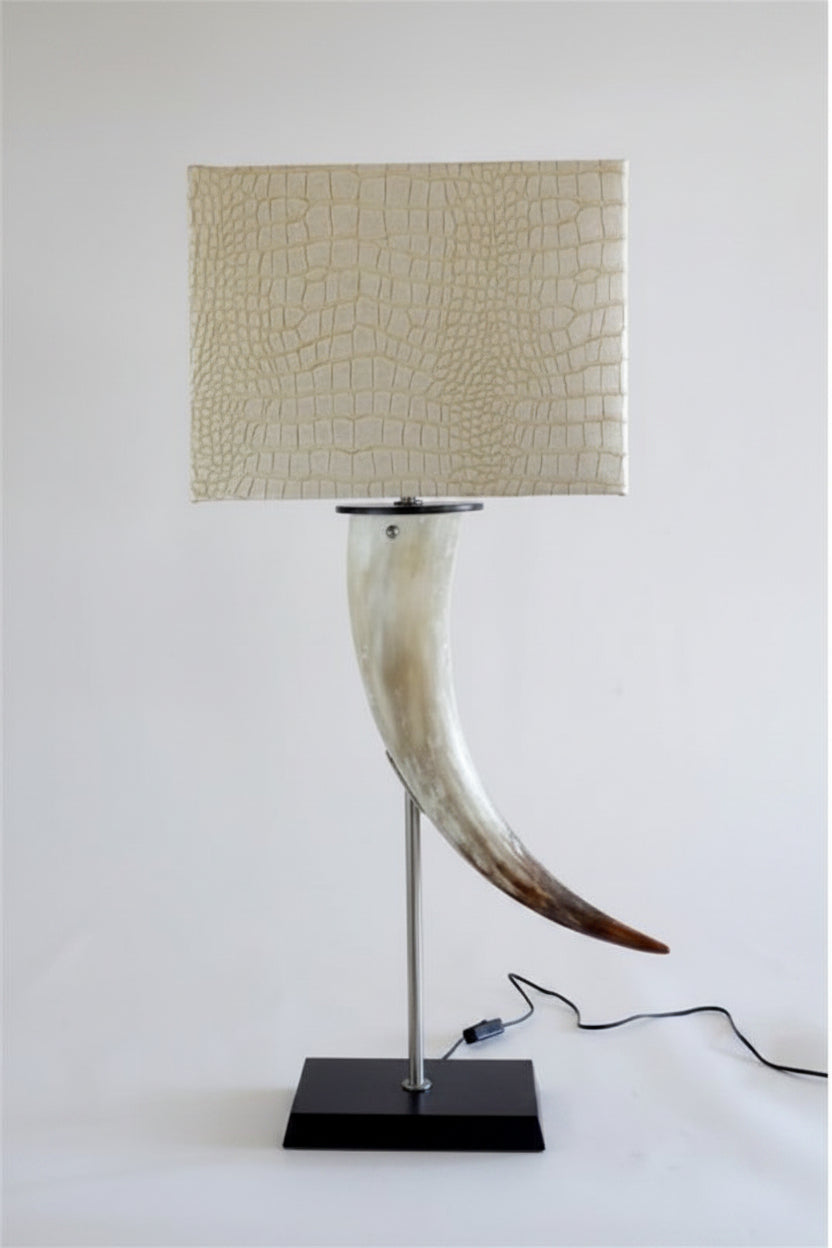 Cow Horn Lamp with Croc Oblong Shade