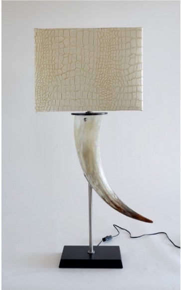 Cow Horn Lamp with Croc Oblong Shade - NetDécor 