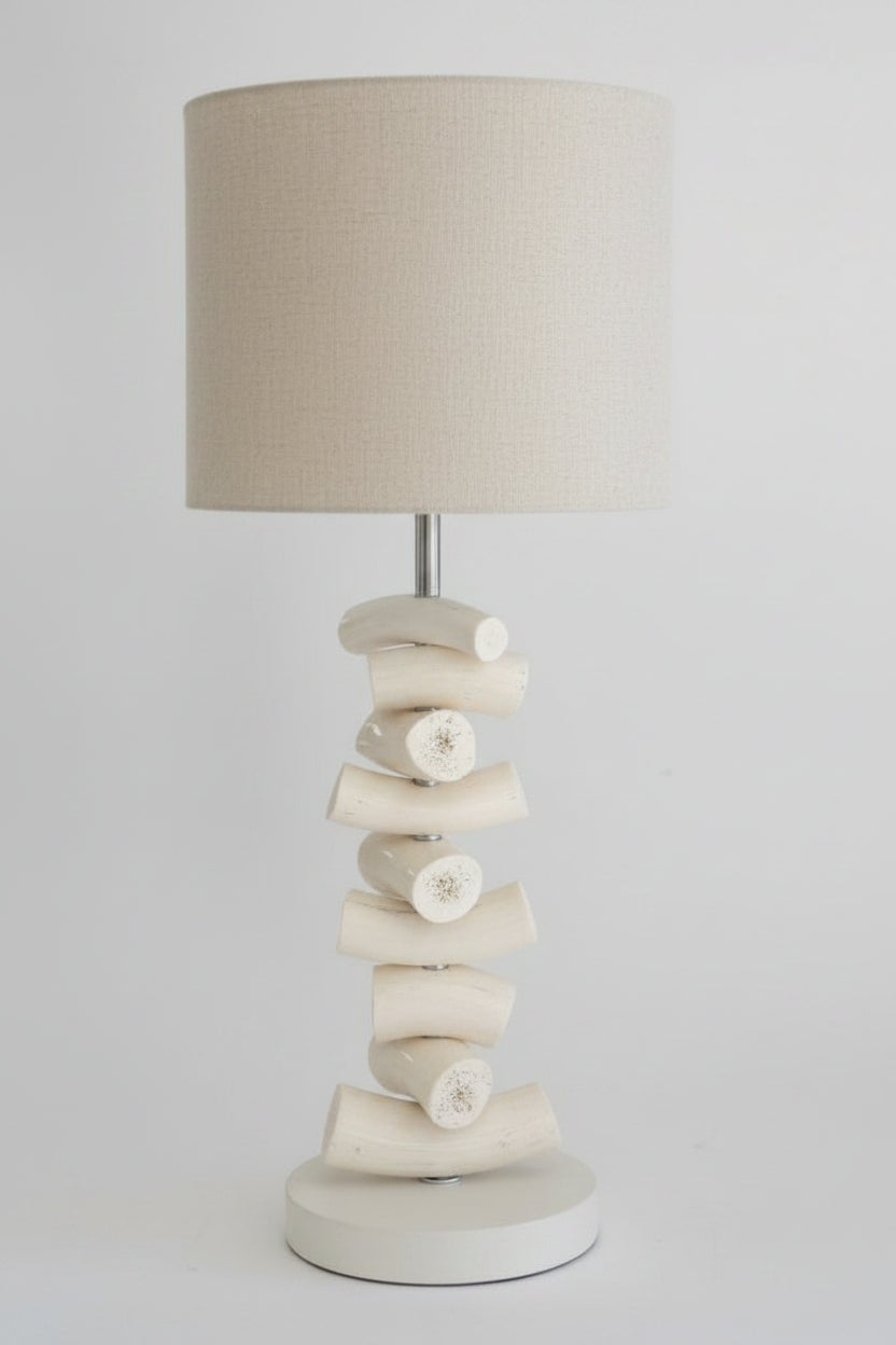 Kudu Inner Horn Piece Lamp with Linen Drum Shade
