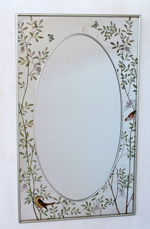 Rectangular Silver Oval Mirror Frame