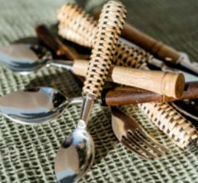 Rattan Cutlery Set