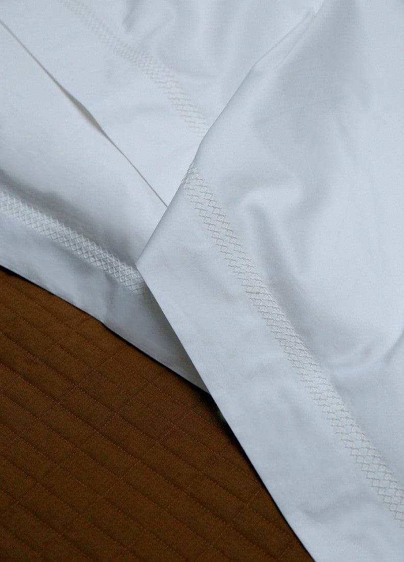 Reed Family Linen -Cross Stitch Flat Sheet-  Percale Weave White