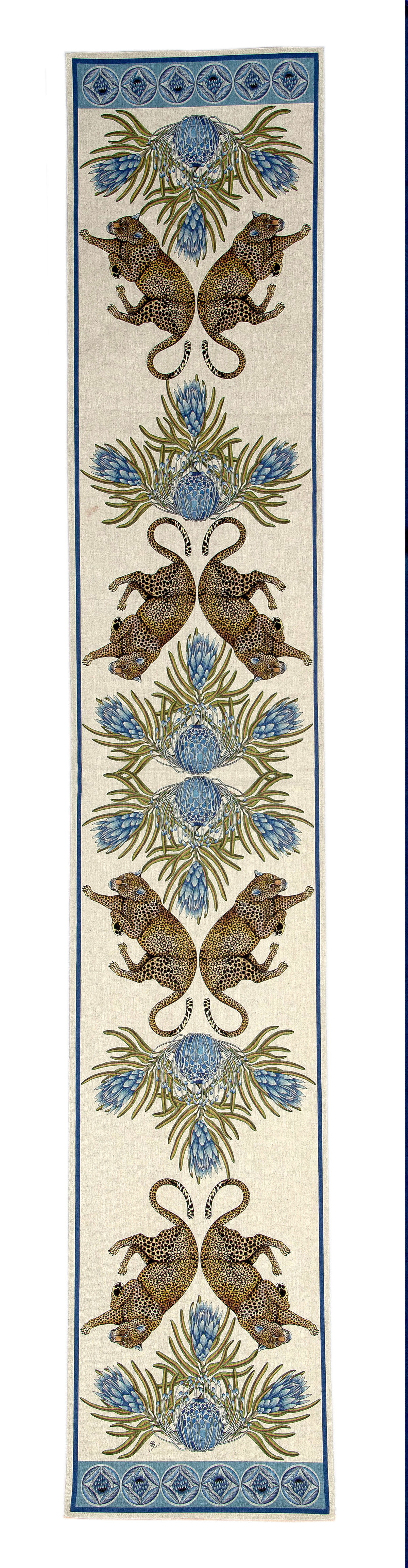 Table Runner Natural Linen (245x45cm) - Blue