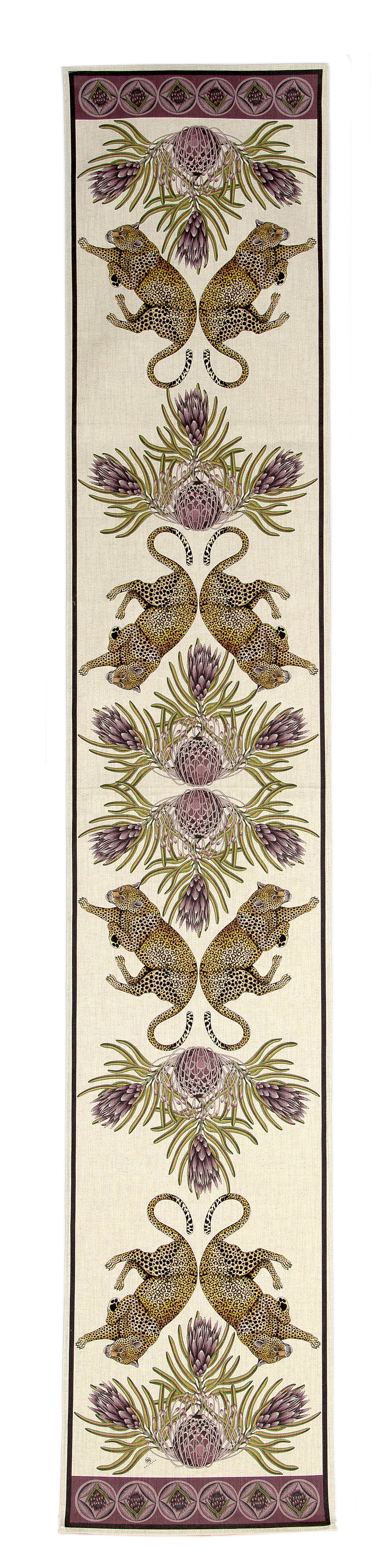 Table Runner Natural Linen (245x45cm) - Plum