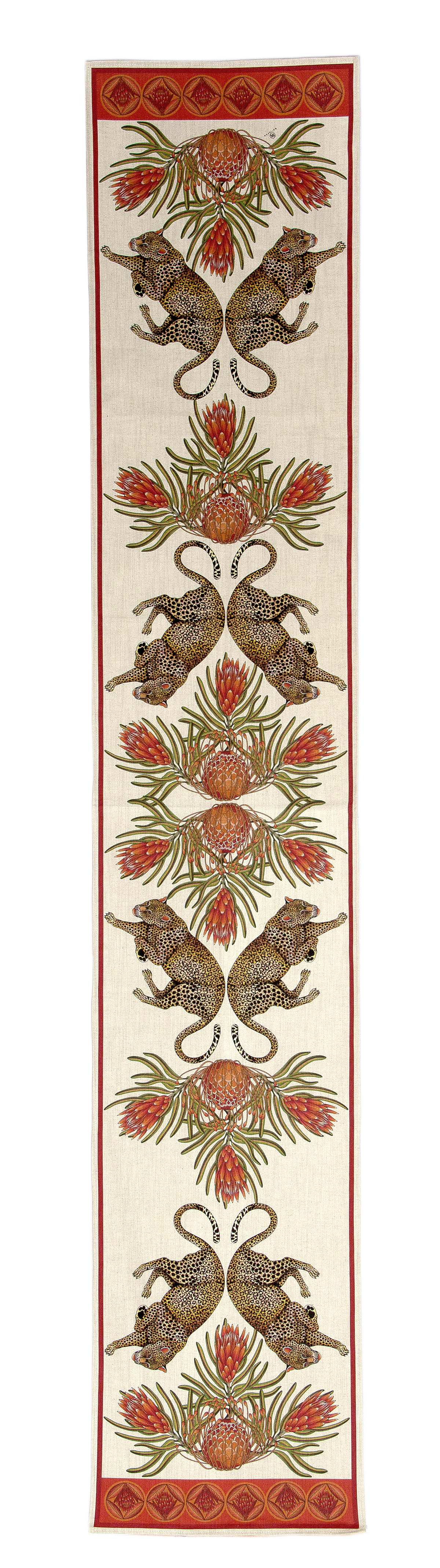 Table Runner Natural Linen (245x45cm) - Red