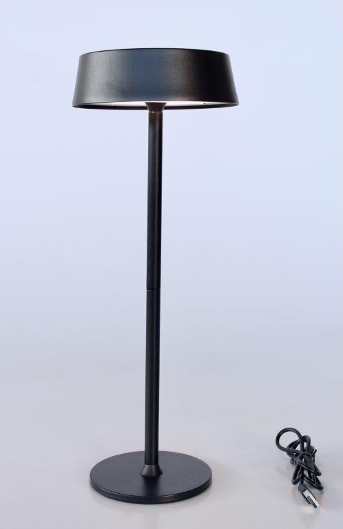 Black LED Table Lamp with Black Saucer Shade