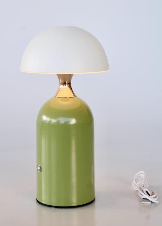 Olive Green Table Lamp Base with White Dome Shade