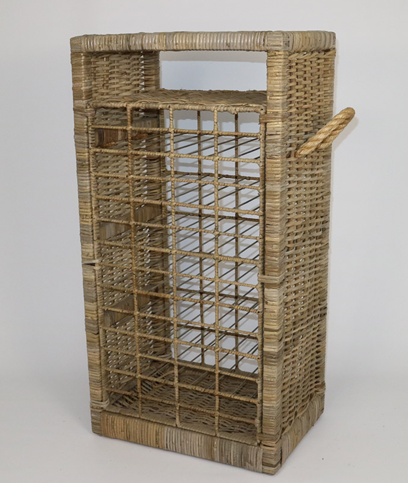 RATTAN THICK WINE RACK GREY - NetDécor 
