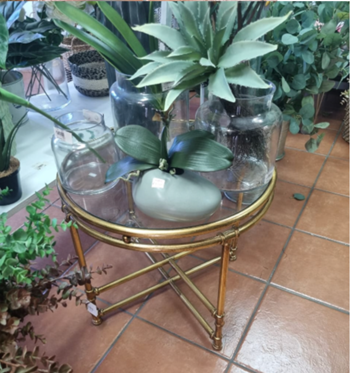 Gold Finish Metal and Glass Table - NetDécor 