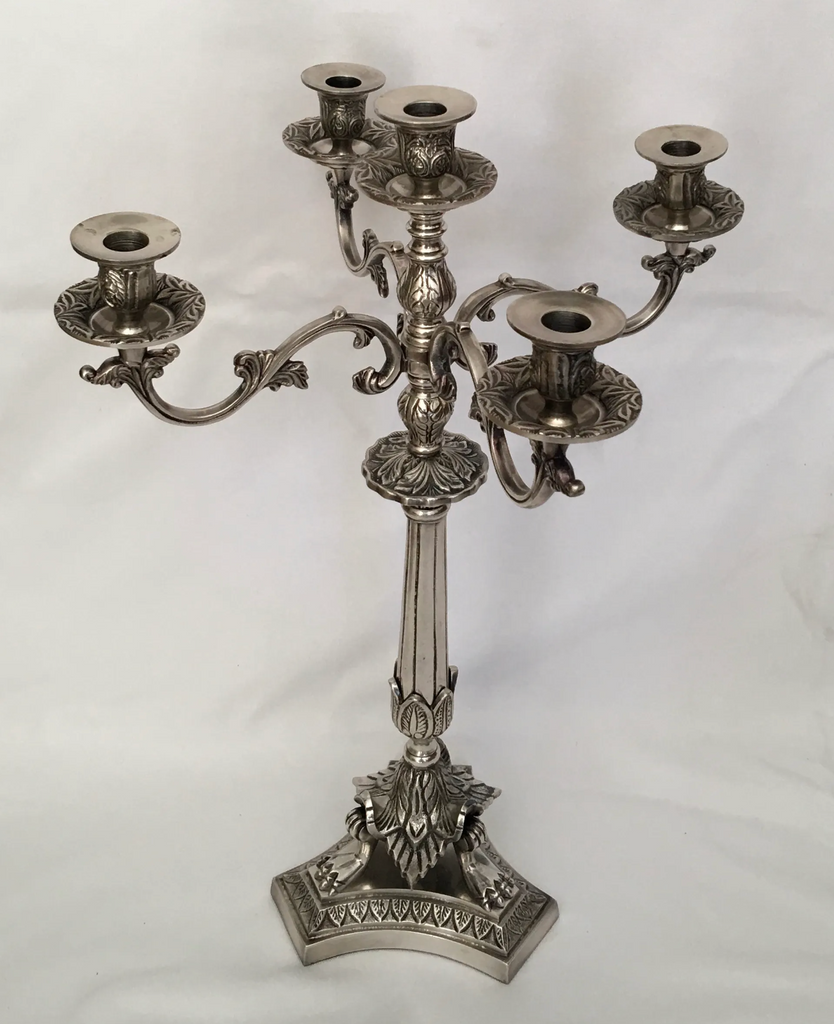 Pewter Griffen 5 Arm Candelabra - NetDécor 