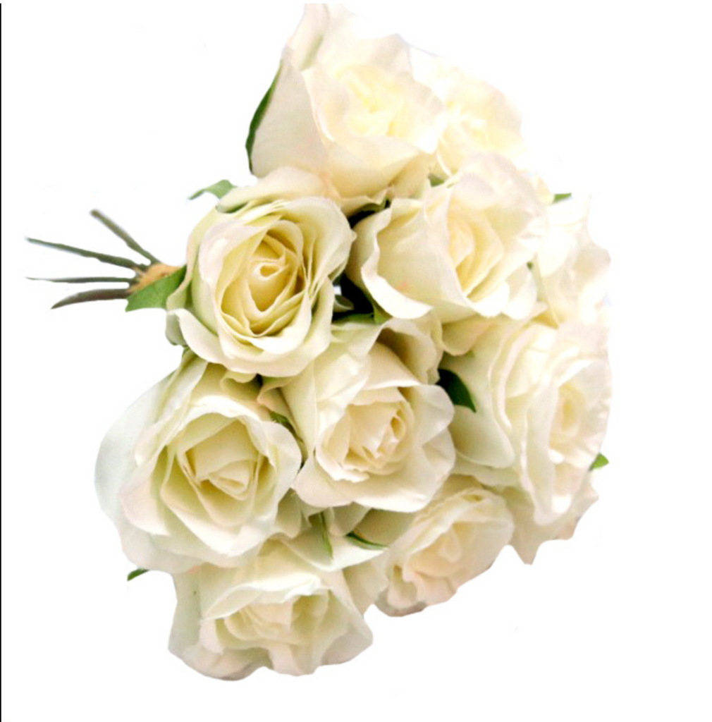 White poppet faux rose bud bunch - NetDécor 