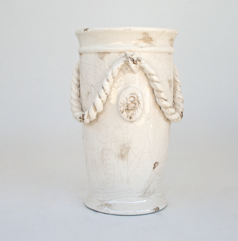 Medium Off White Jar with Rope Detail - NetDécor 