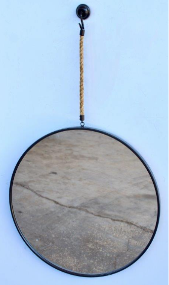 Round Black Frame Mirror with Hook - NetDécor 
