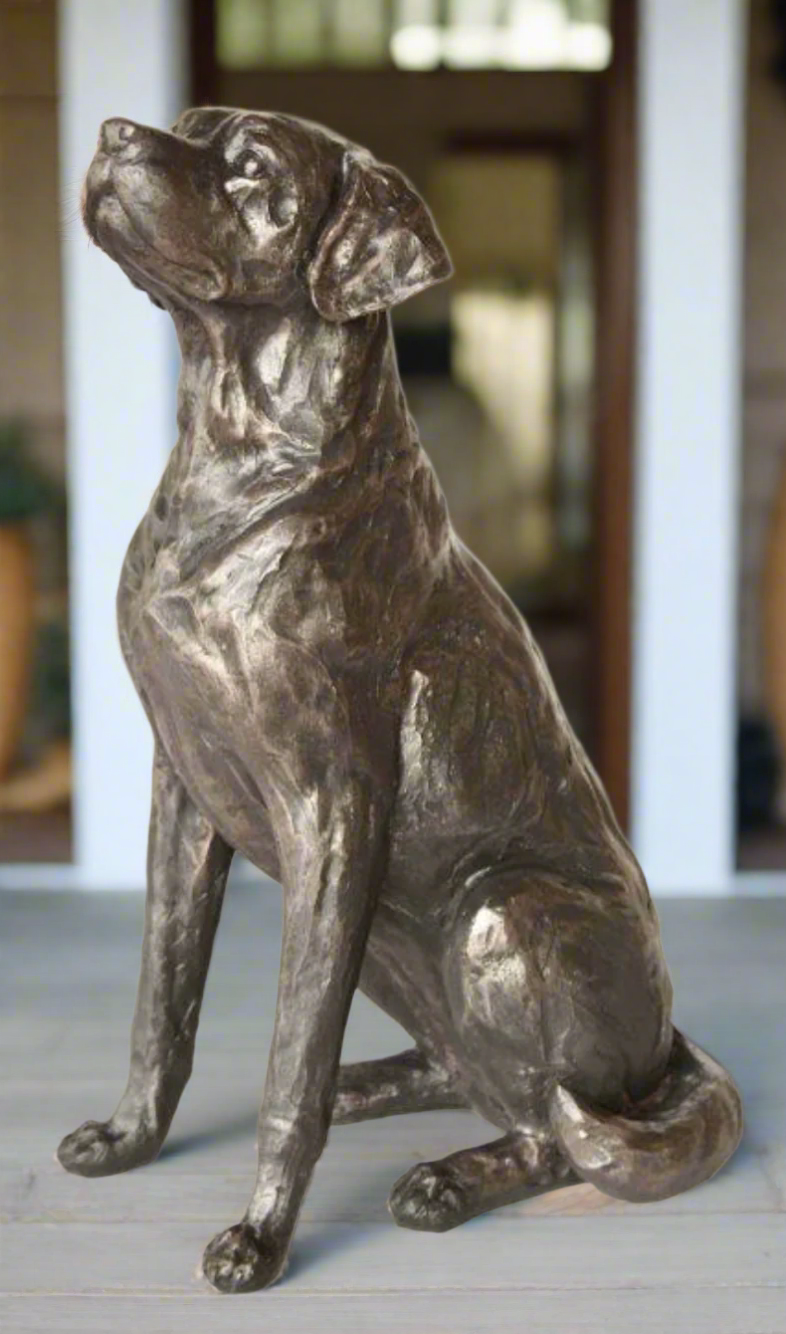LARGE SITTING BRONZE RESIN LABRADOR