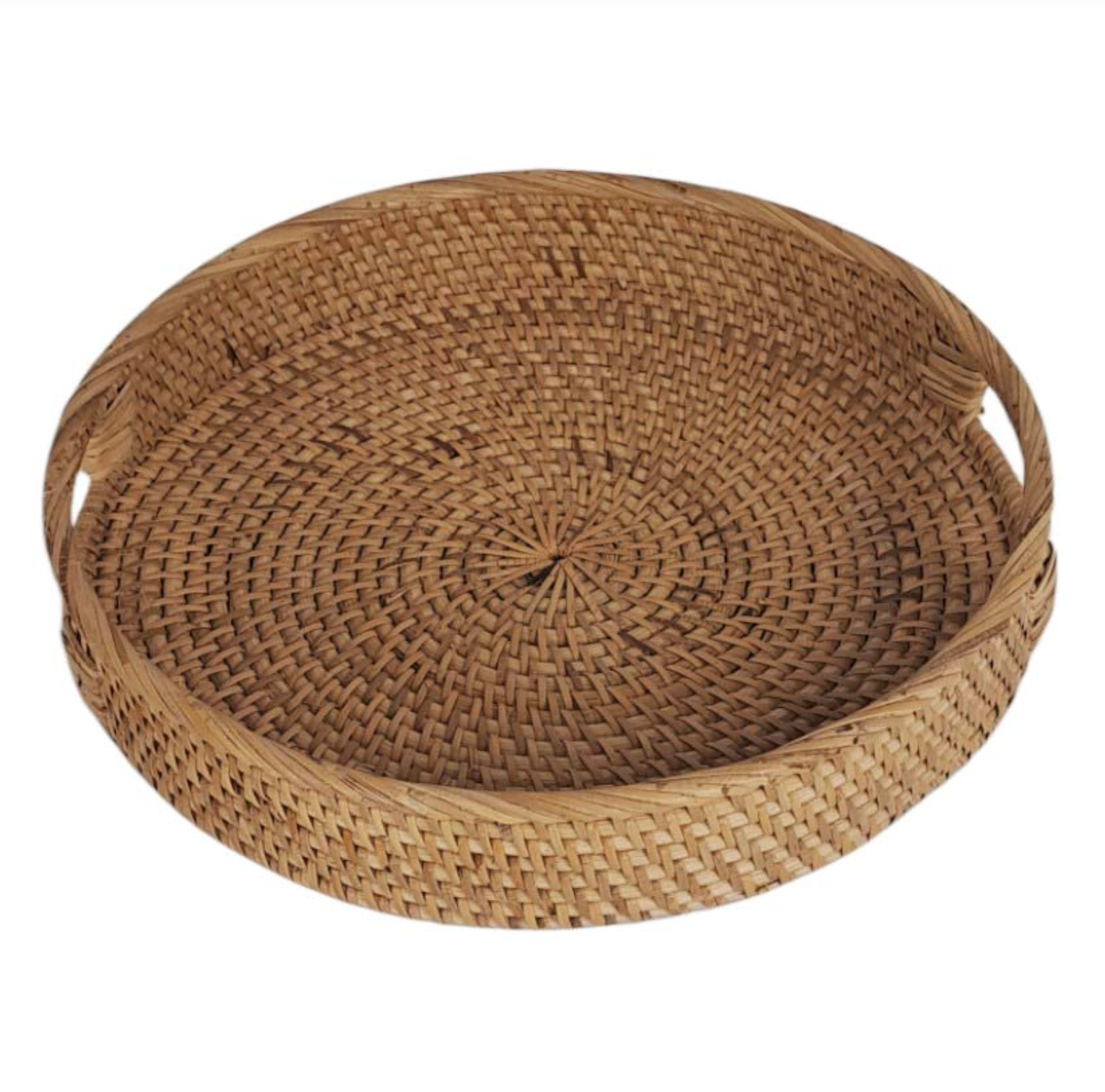 RATTAN TRAY ROUND SMALL HANDLES NATURAL