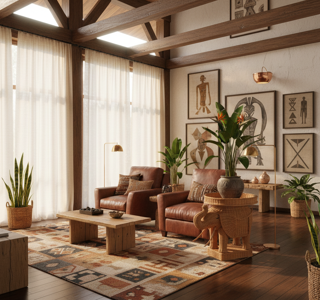 RATTAN ELEPHANT SIDE TABLE