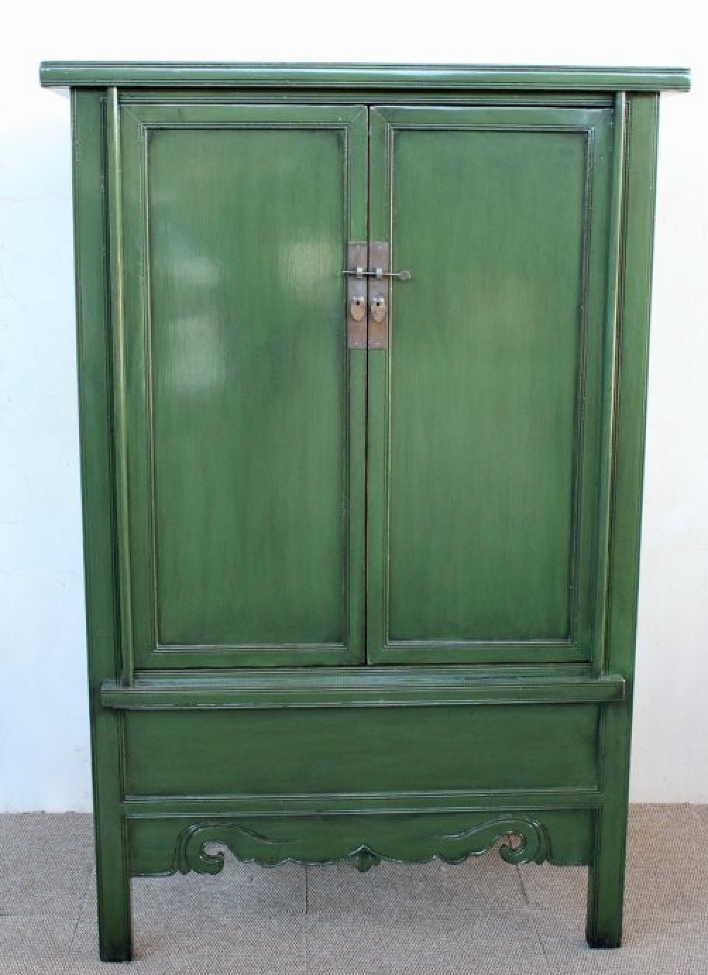 TALL GREEN 2 DOOR CABINET