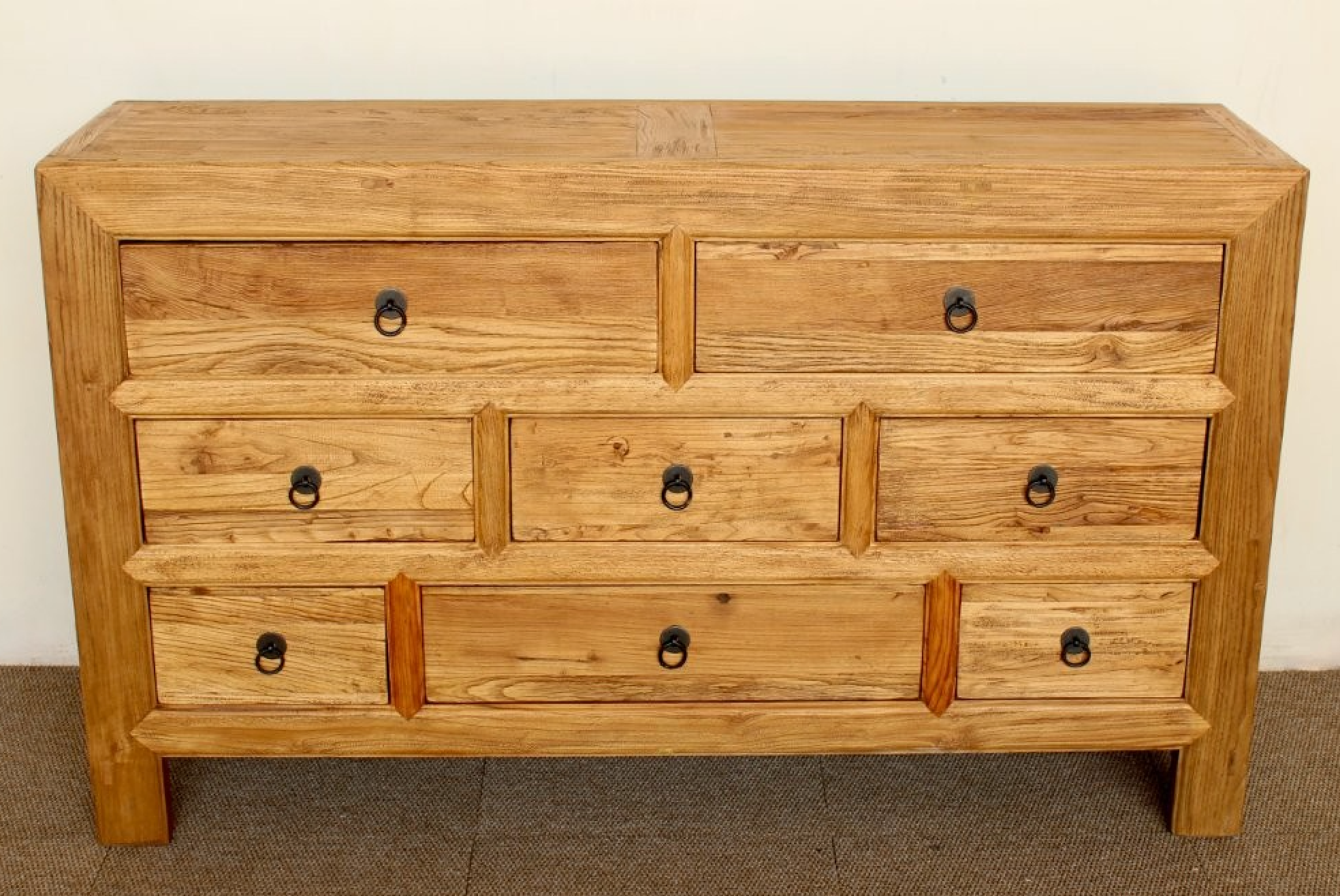 NATURAL WOOD 8 DRAWER CHEST OF DRAWERS