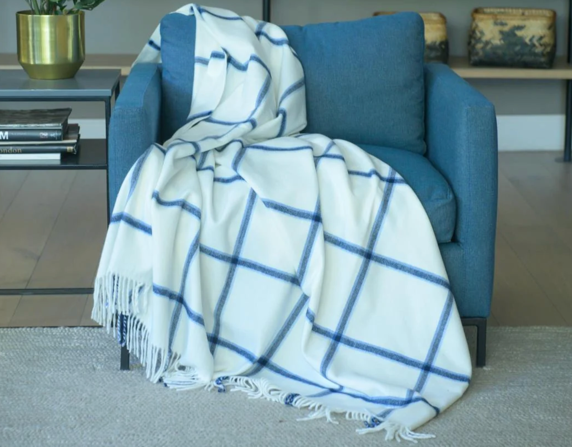 Soft and Luxurious Blue and White Throw
