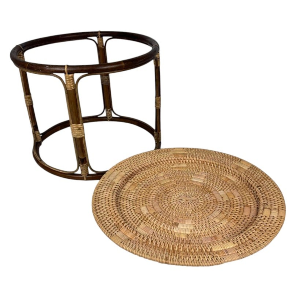 SET OF 2 ANTIQUE RATTAN BUFFET STANDS