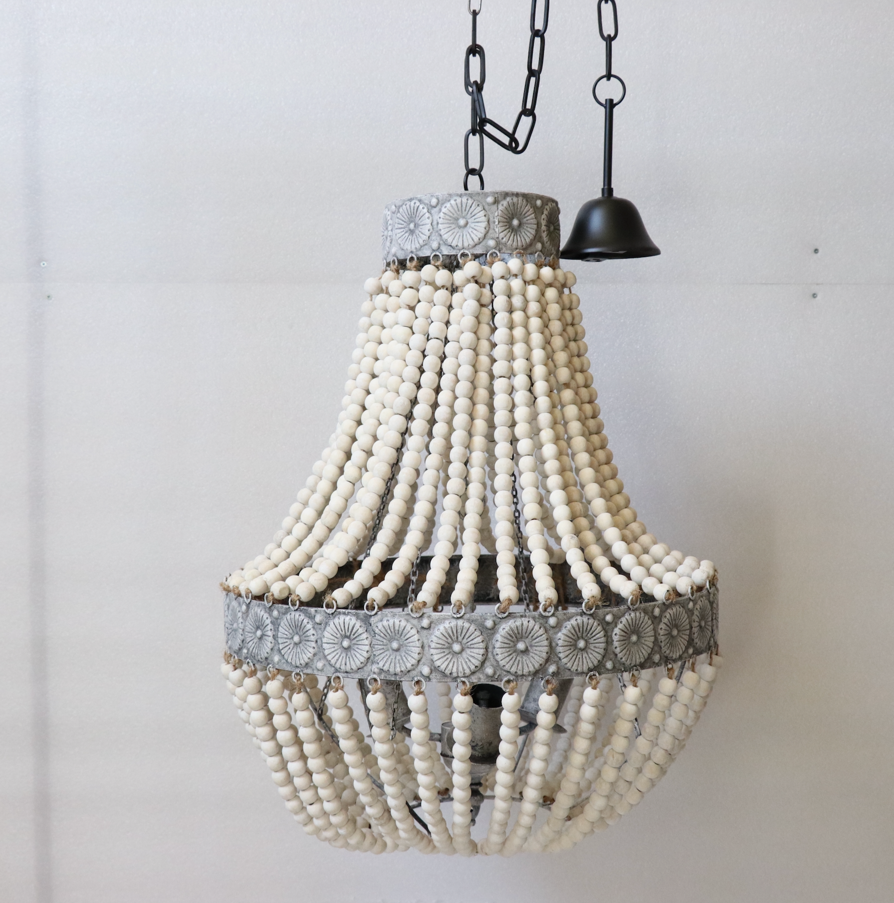 Large White Bead Chandelier
