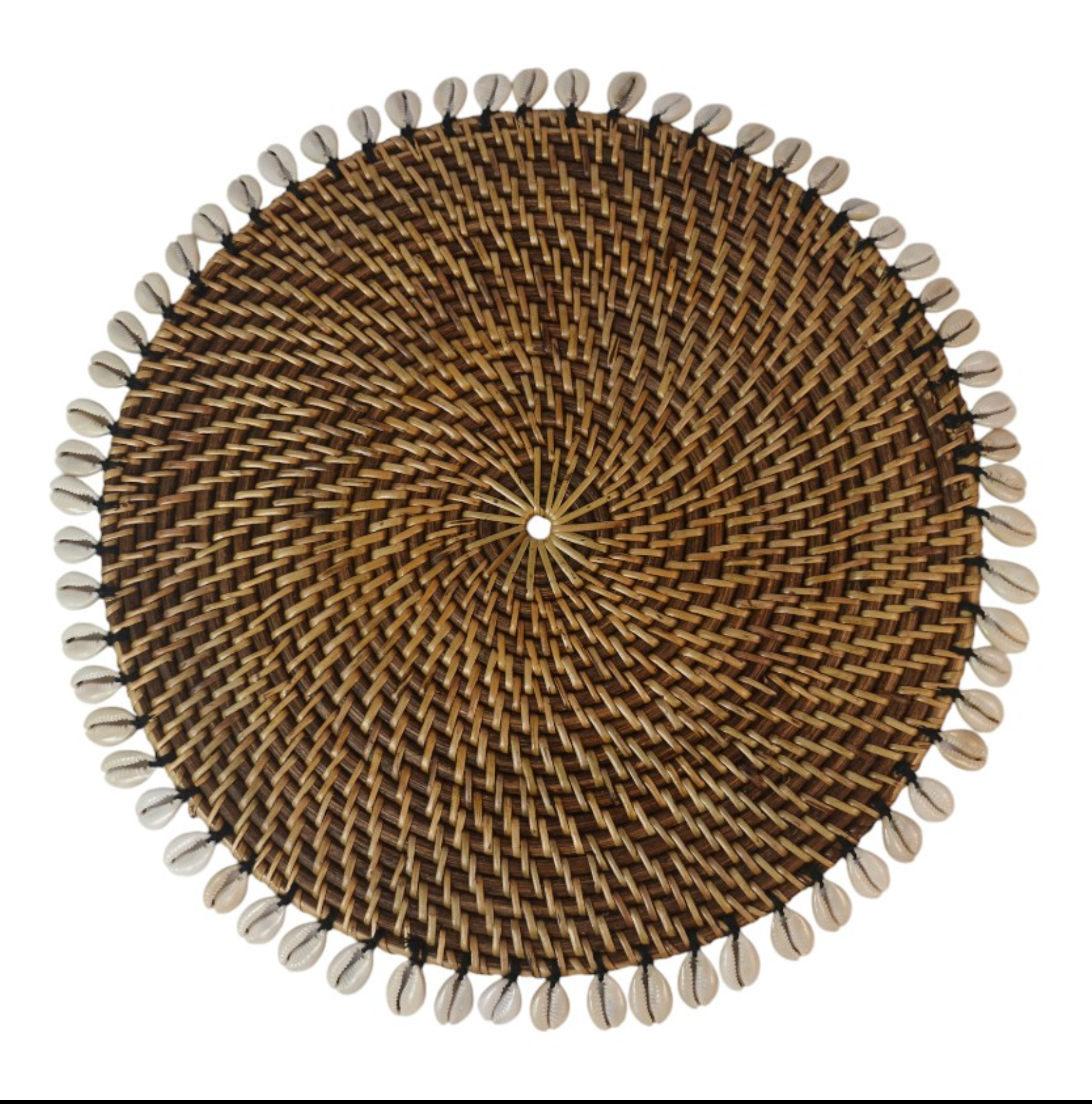 RATTAN PLACEMATS ROUND WITH COWREY