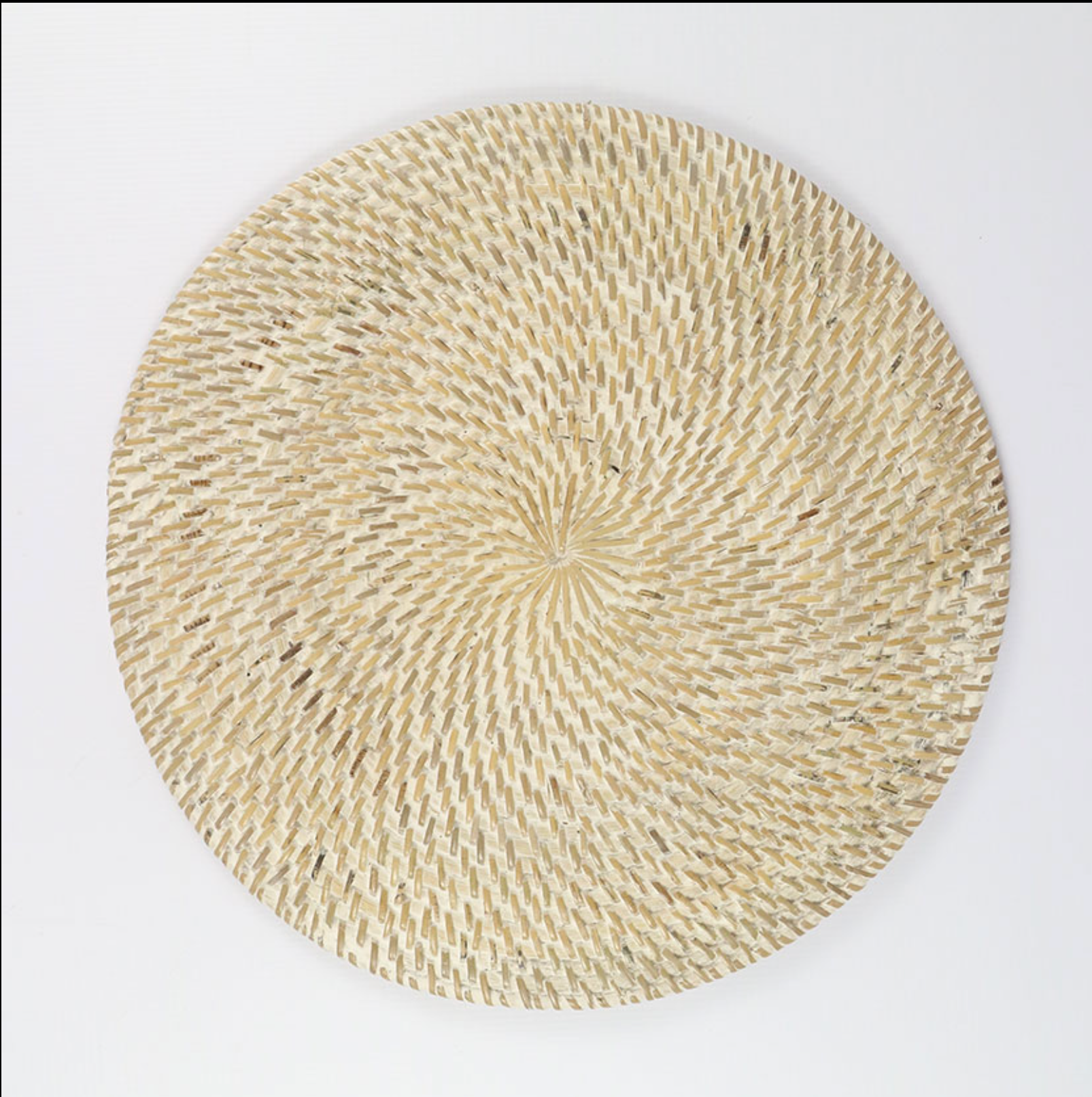 RATTAN PLACEMATS ROUND SOLID WHITEWASH
