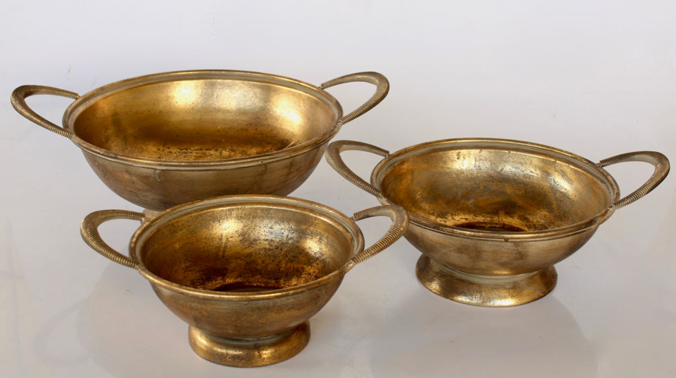 SET OF 3 GOLD METAL BOWLS