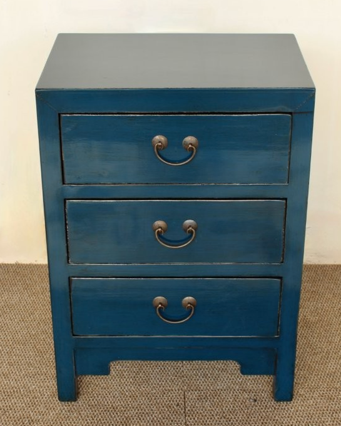 BLUE 3 DRAWER BEDSIDE TABLE